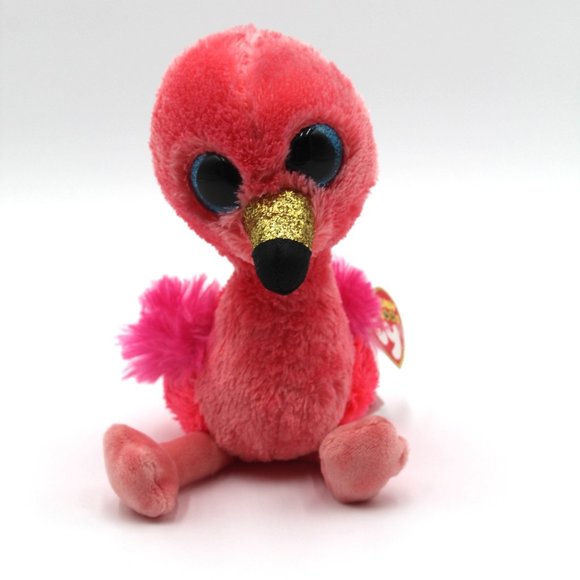 Ty Beanie BOO 6" Gilda the Flamingo Large Colored Glittery Eyes Plush Toy NWT - Picture 1 of 9